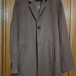 Cole Haan Men's XL Light Brown Wool Blend Top Coat Overcoat